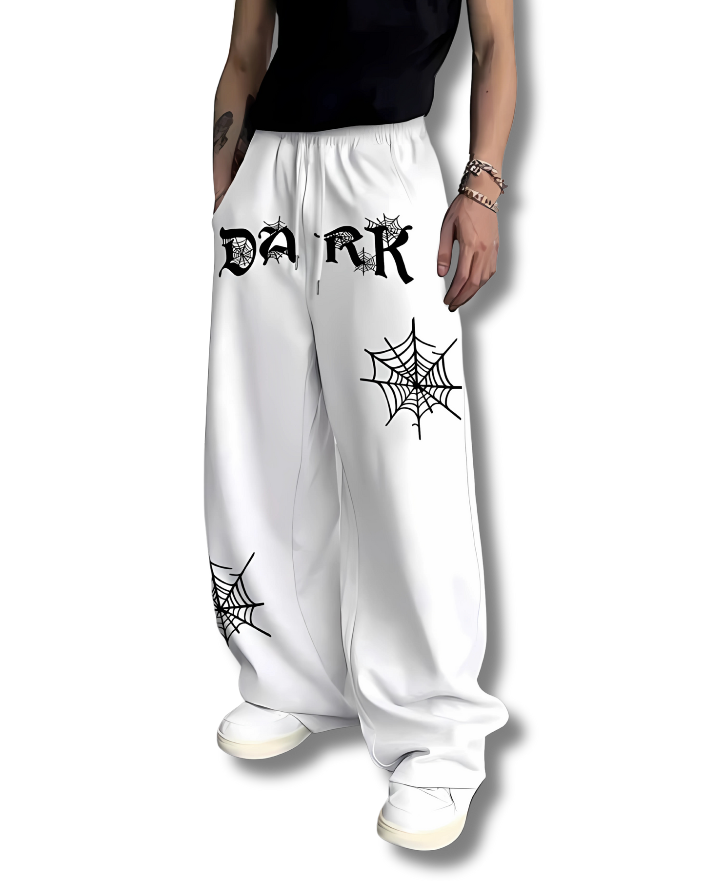 Spider Web White Aesthetic Trackpant
