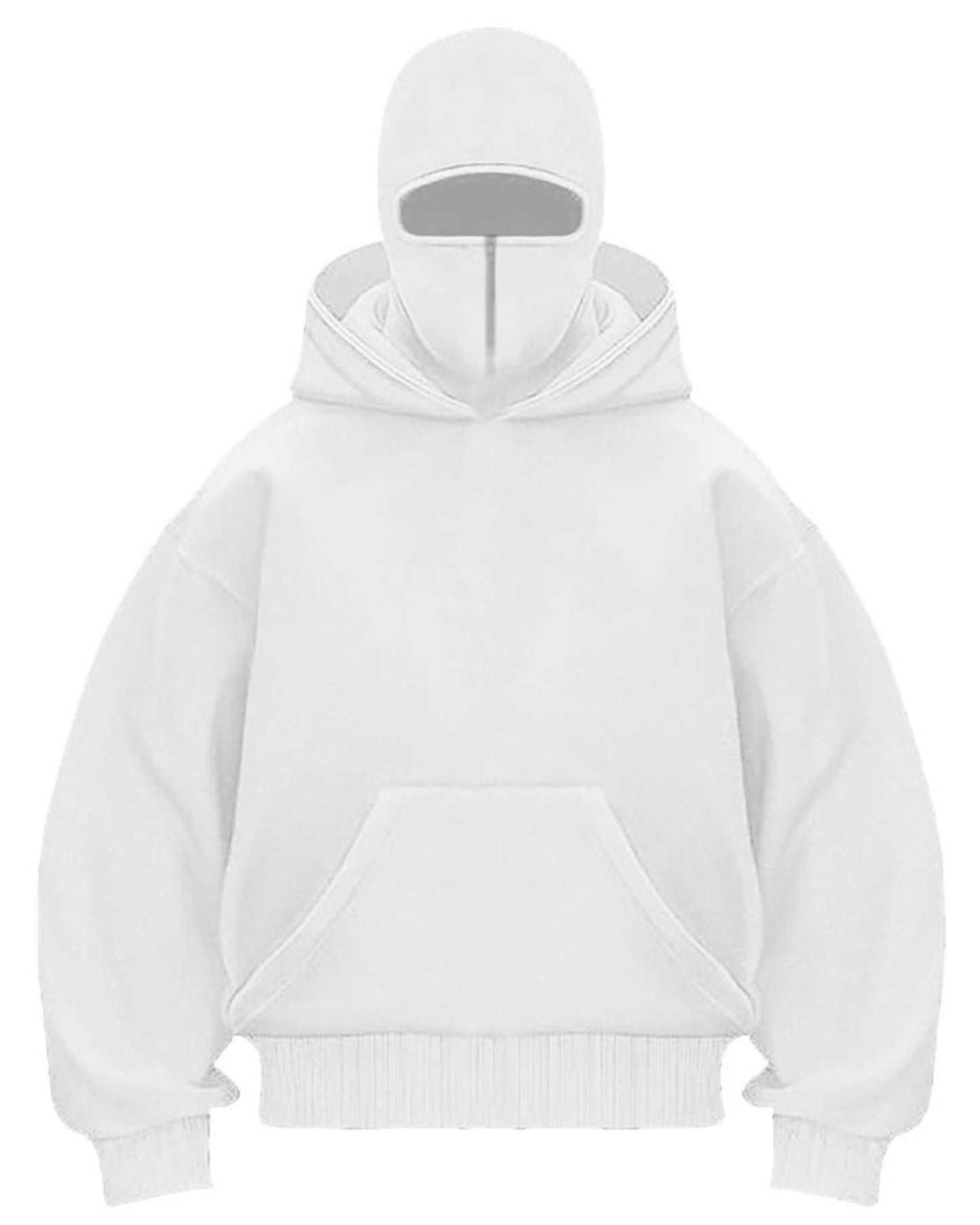 Unisex White Balaclava Hoodie | Premium Cotton Fleece by Streetwear