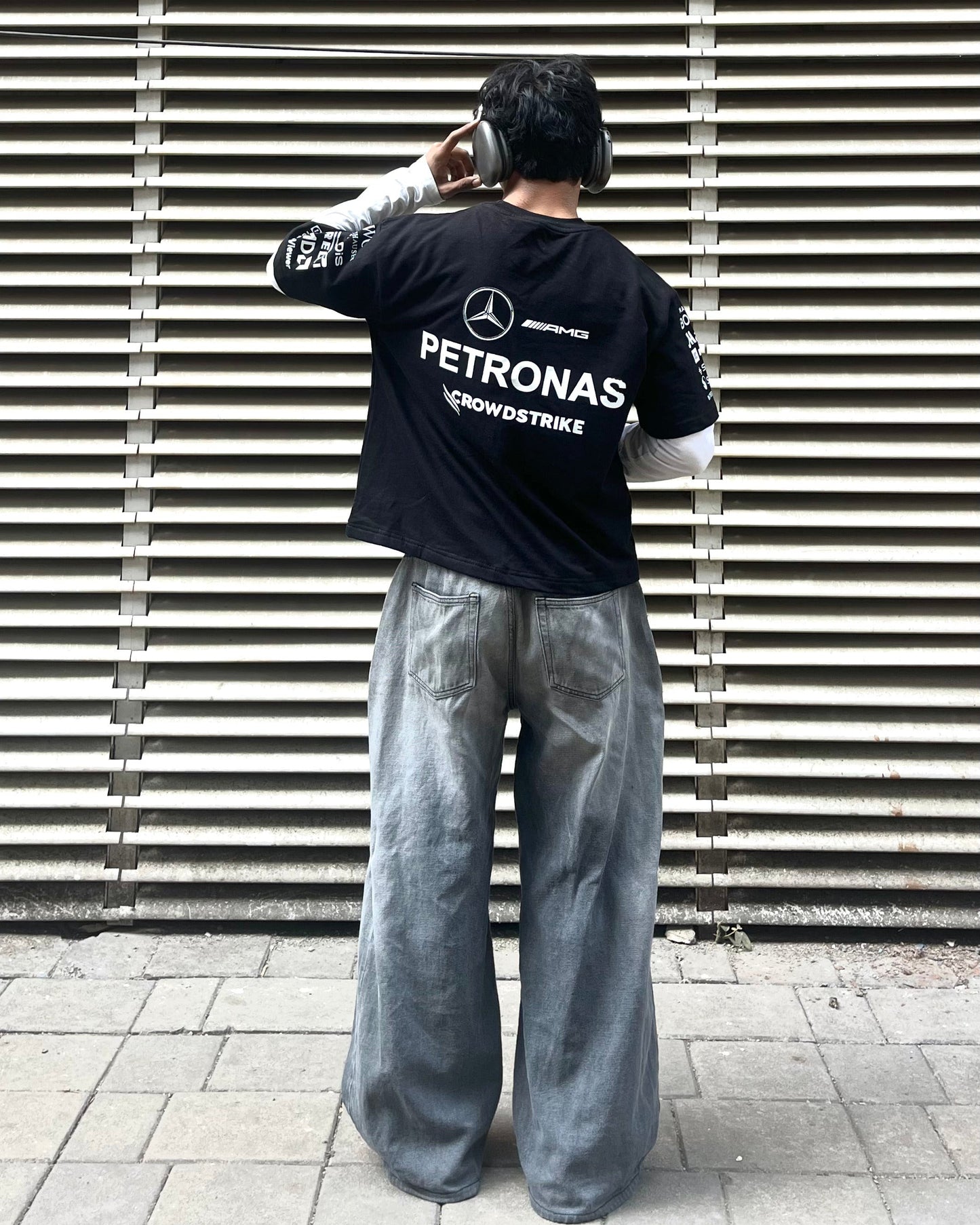 Petronas inspired black F1 racing t shirt back graphic motorsport streetwear design