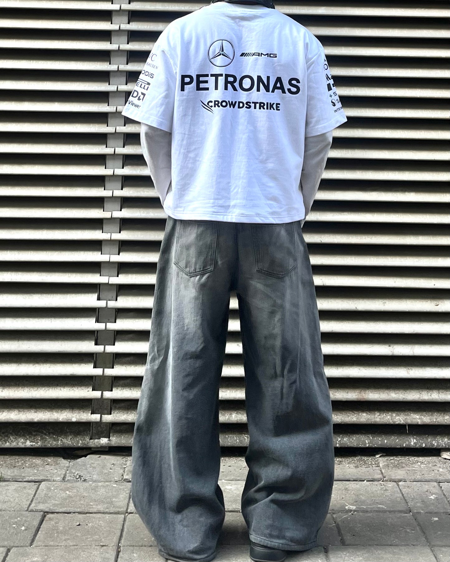 Petronas inspired F1 racing white t shirt back graphic motorsport streetwear design
