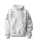 White Petronas Inspired Cotton Fleece Hoodie Front View