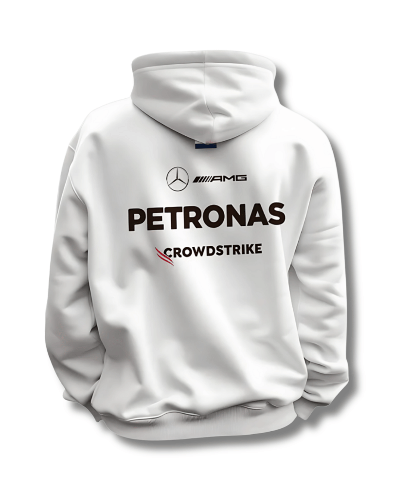 Premium White F1 Inspired Hoodie Cotton Fleece Fabric