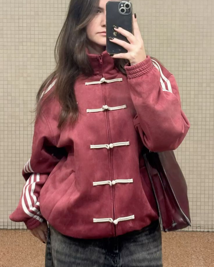 Premium unisex red suede jacket limited edition CNY collection