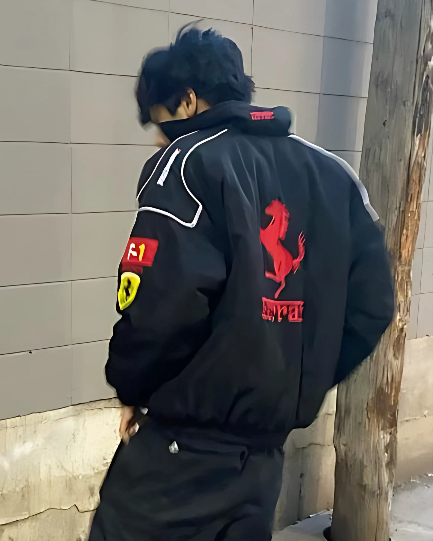 Red Black Ferrari Puffer Racing Jacket l Puffer Racing Jacket l Streetwear Clothings