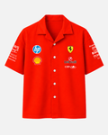 Red Formula 1 Italian racing inspired boxy fit shirt front view