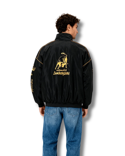 Lamborghini Racing Jacket for Men – All-Season Lightweight Puffer with Printed Logos