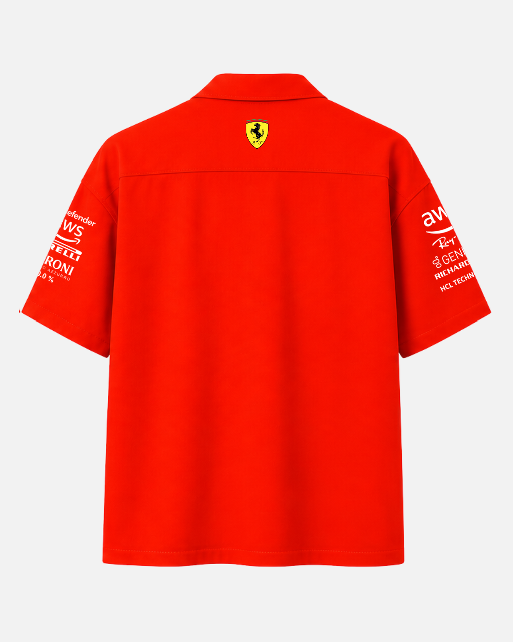 Red motorsport inspired boxy fit shirt for men