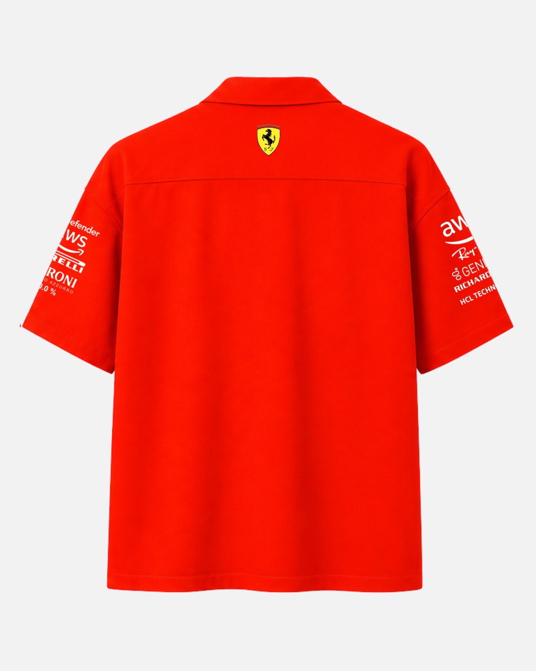 Red motorsport inspired boxy fit shirt for men