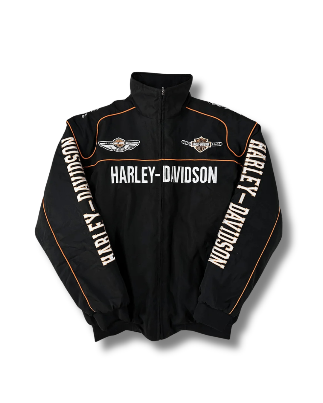 Harley-Davidson Racing Jacket for Men – All-Season Lightweight Puffer with Printed Logos