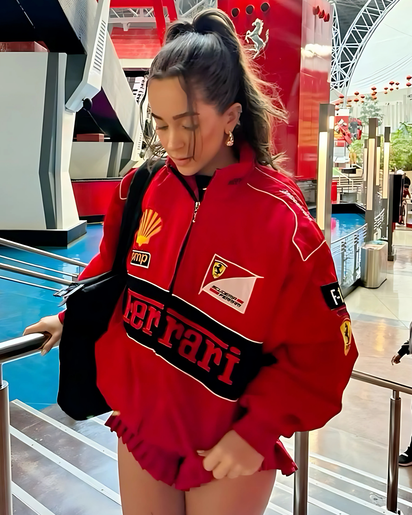 Red Black Ferrari Puffer Jacket l Ferrari Racing Jacket l Unisex Racing Jacket