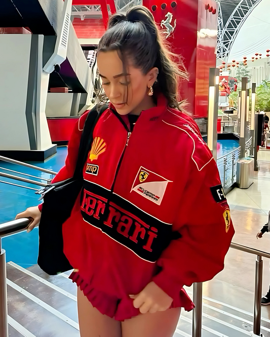 Red Black Ferrari Puffer Jacket l Ferrari Racing Jacket l Unisex Racing Jacket