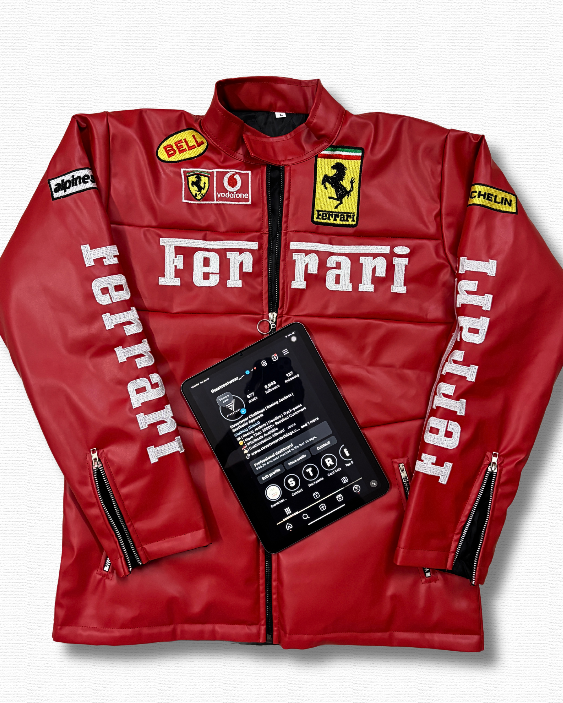 Vintage Ferrari Faux Leather Racing Jacket l Red Color Vintage Faux Leather Jacket l Racing Jacket l Streetwear Clothing