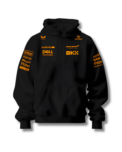 McLaren Inspired Black Cotton Fleece Hoodie Front View