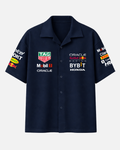 Navy blue Red Bull Formula 1 inspired boxy fit shirt front view