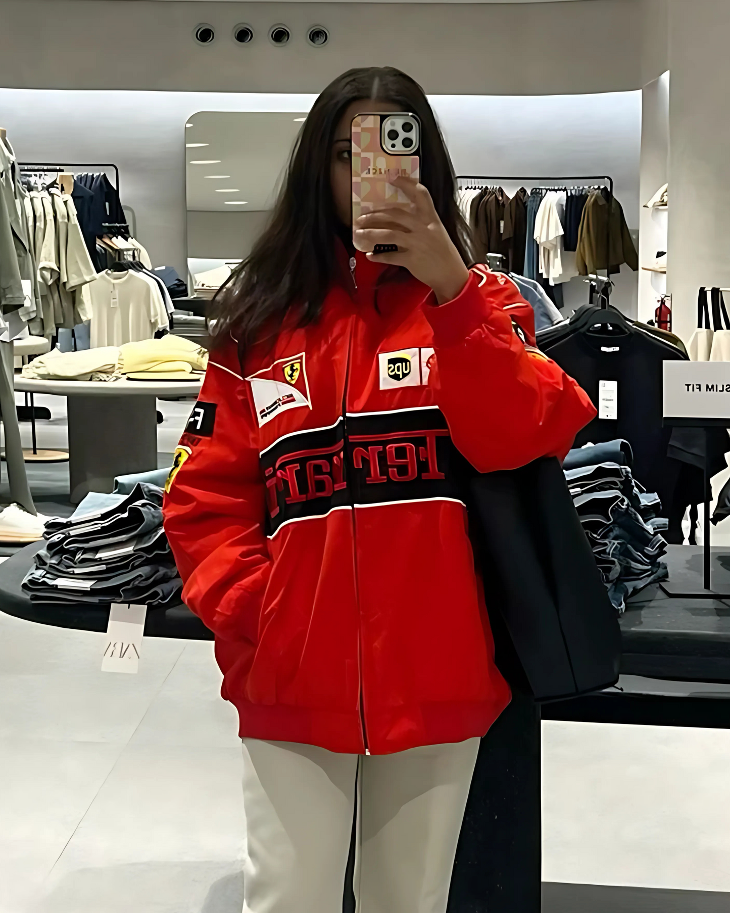 Red Black Ferrari Puffer Jacket l Ferrari Racing Jacket l Unisex Racing Jacket