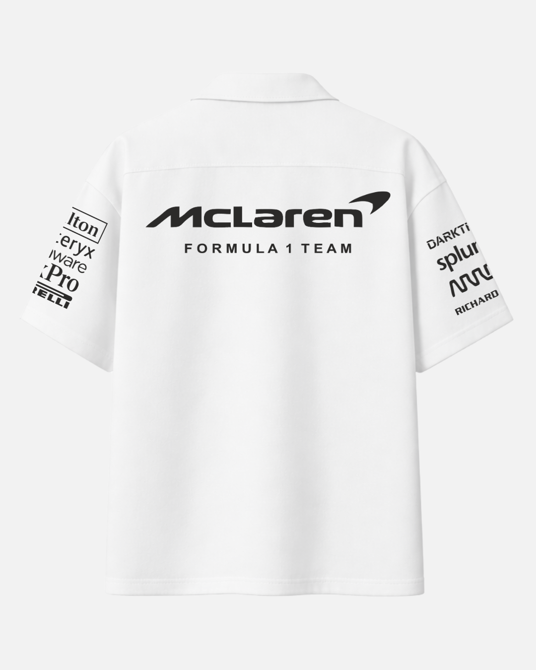 Premium white Formula 1 sponsor inspired streetwear shirt