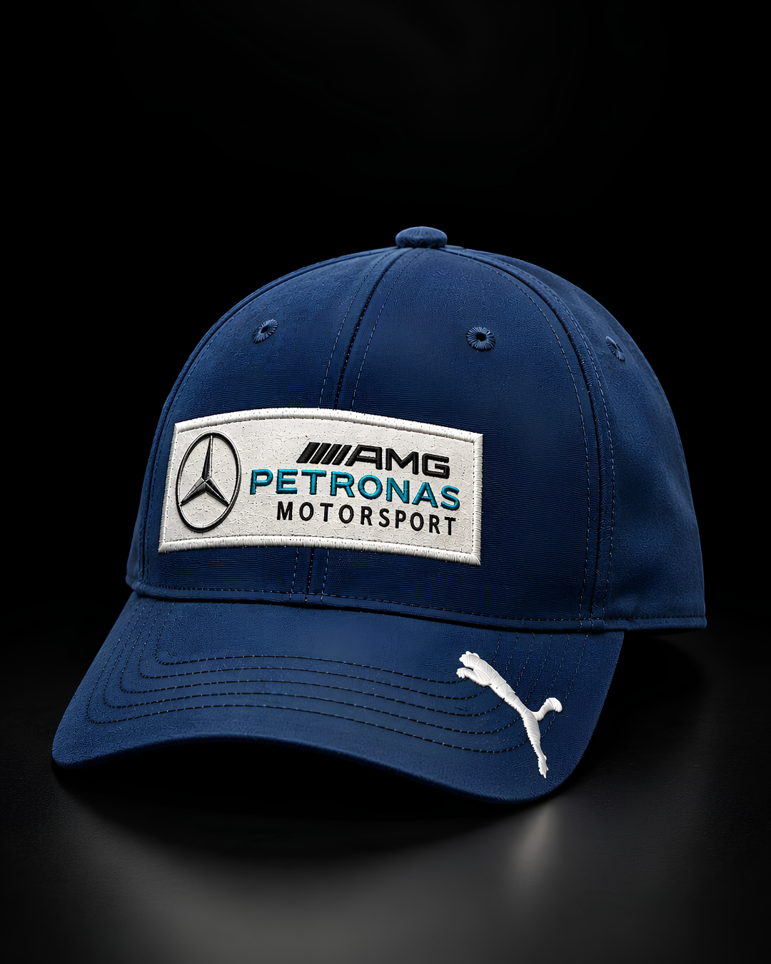 Premium Motorsport Performance Cap in Navy Blue.