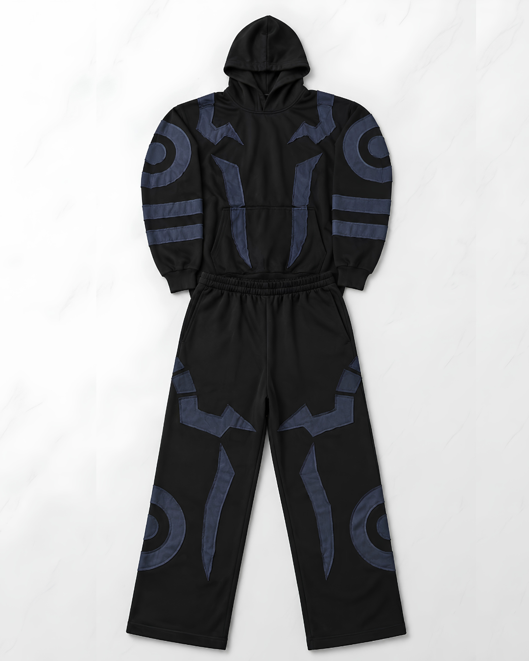 Black & Blue Signature Appliqué Hoodie & Jogger Set.