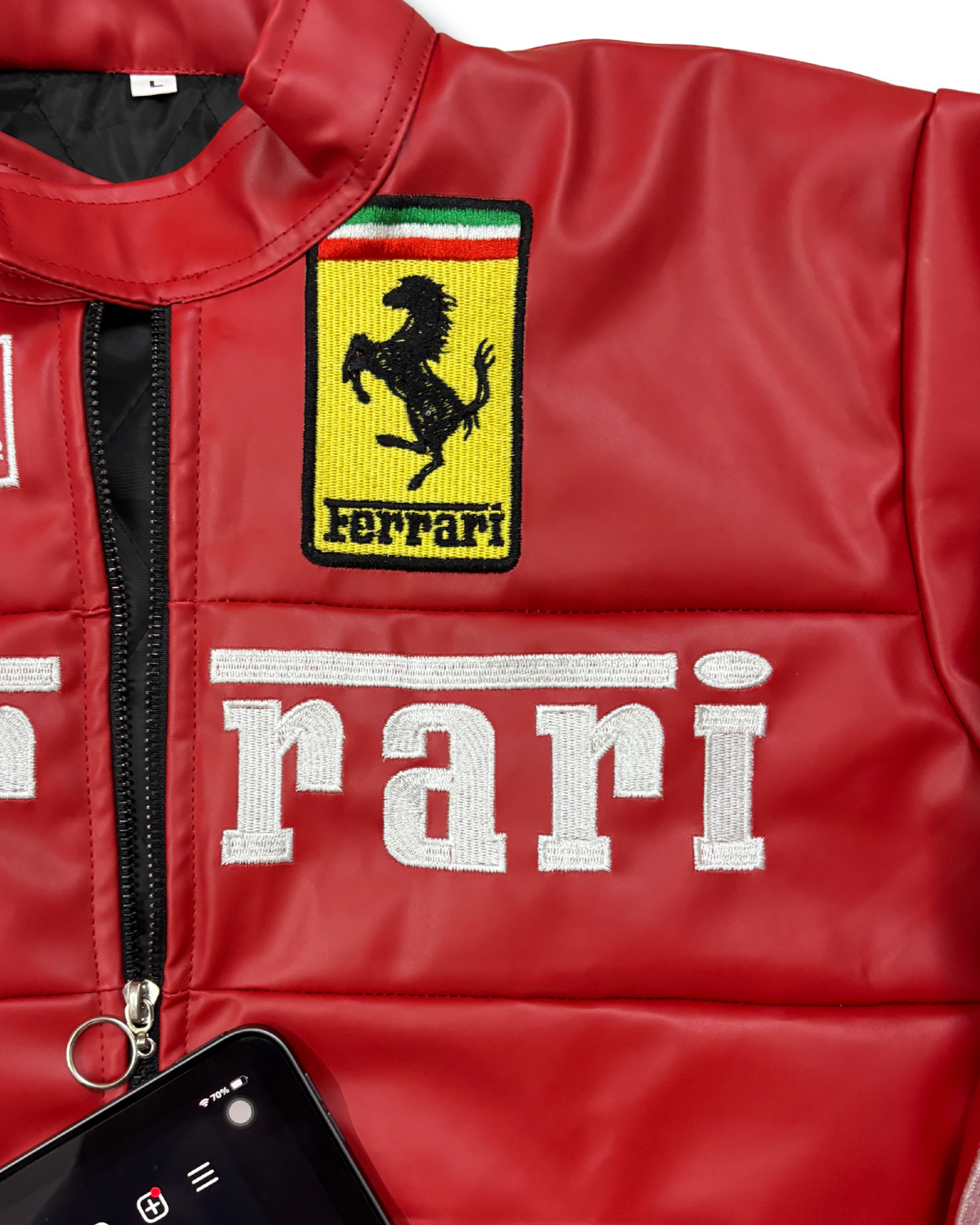 Vintage Ferrari Faux Leather Racing Jacket l Red Color Vintage Faux Leather Jacket l Racing Jacket l Streetwear Clothing
