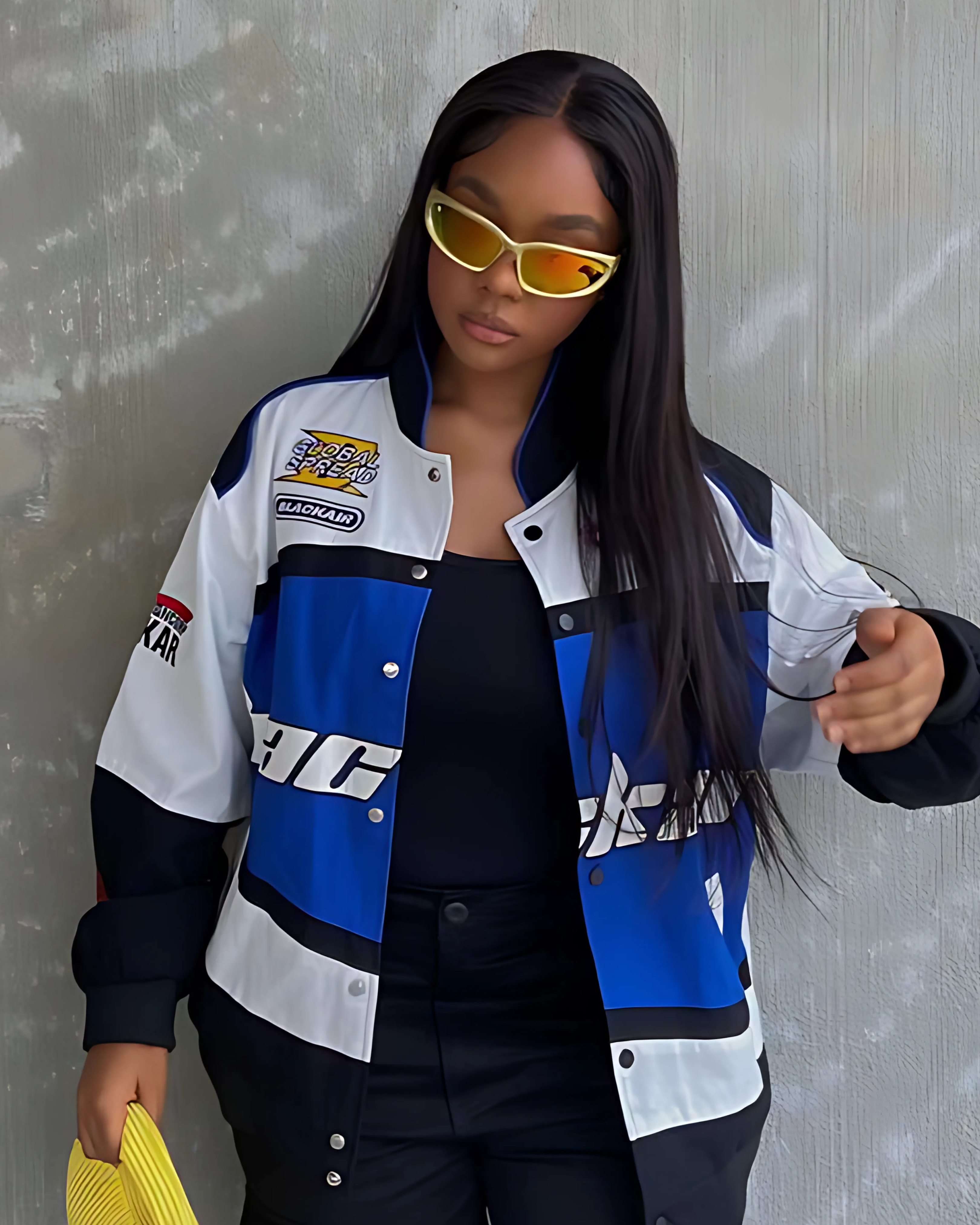 BlackAir Racing Jacket l White & Blue Racing Jacket l Streetwear Clothing - Streetwear Clothings