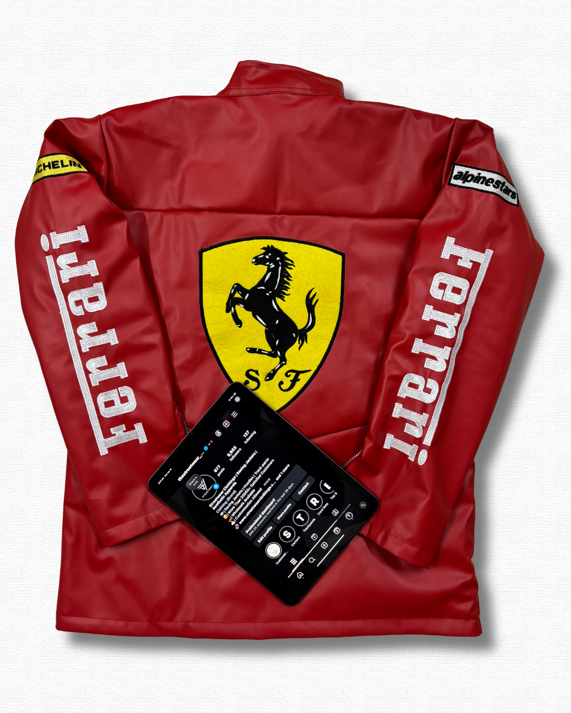 Vintage Ferrari Faux Leather Racing Jacket l Red Color Vintage Faux Leather Jacket l Racing Jacket l Streetwear Clothing
