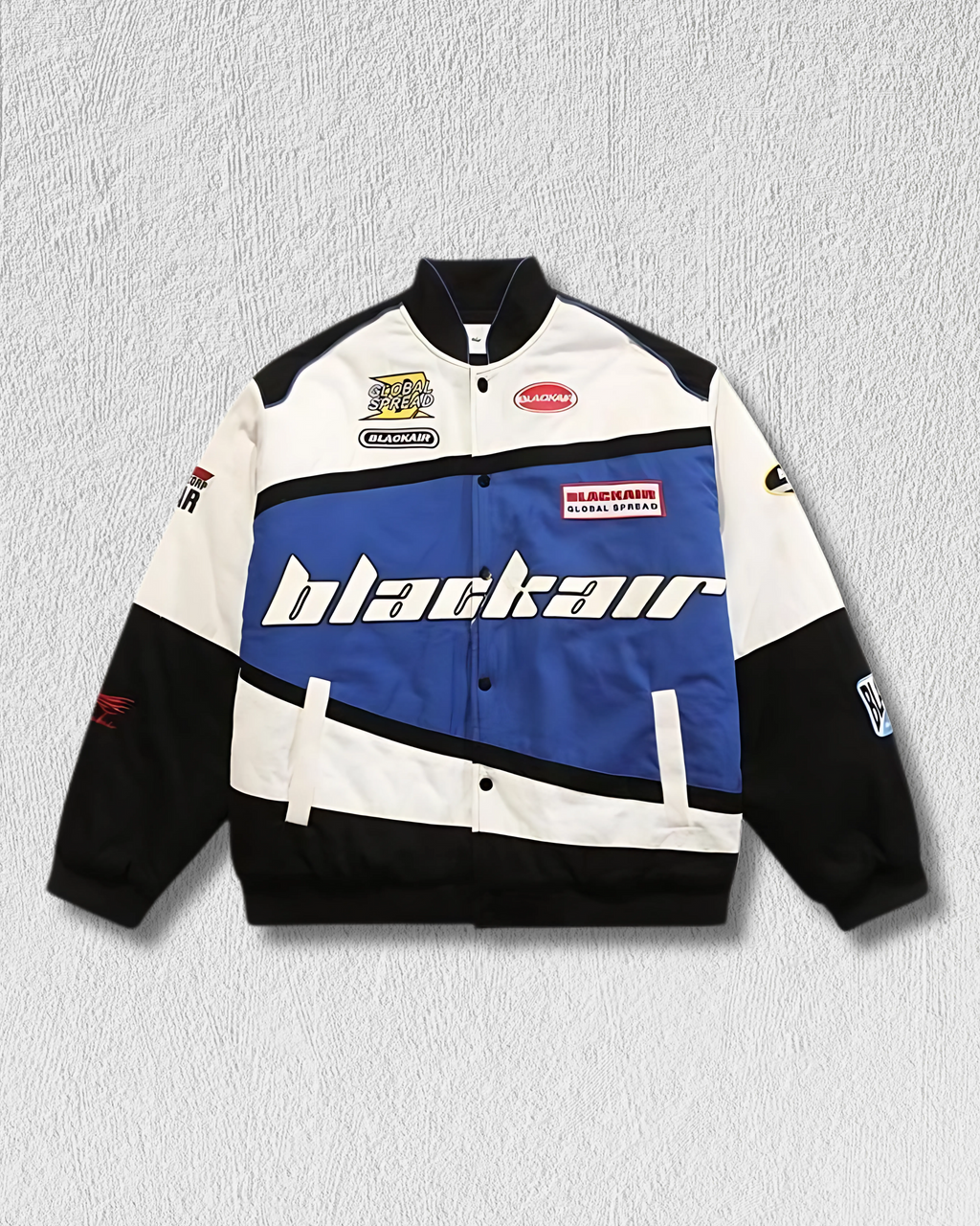 BlackAir Racing Jacket l White & Blue Racing Jacket l Streetwear Clothing - Streetwear Clothings