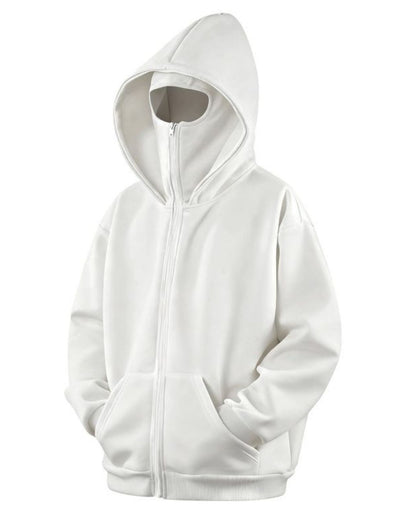 Unisex White Balaclava Hoodie | Premium Cotton Fleece by Streetwear