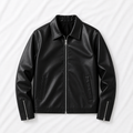 black faux leather jacket for men front view