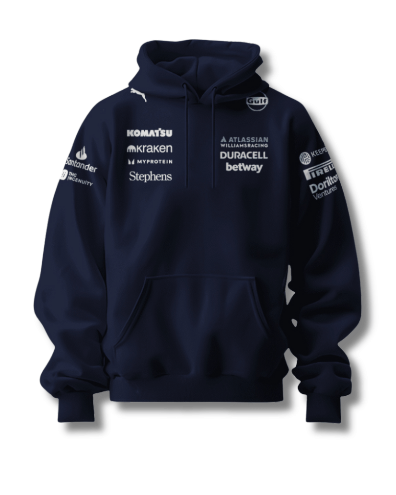 Navy Blue Atlassian Cotton Fleece Hoodie Front View