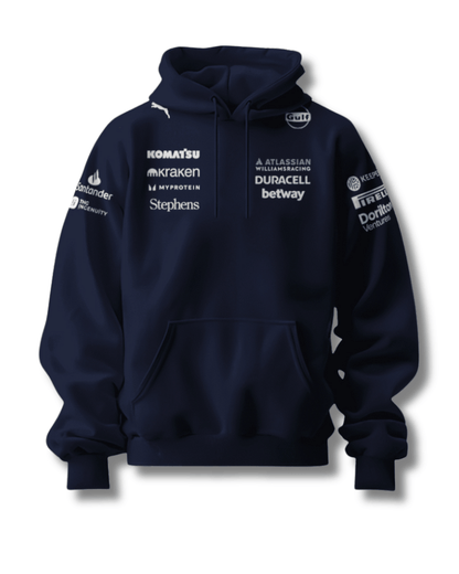Navy Blue Atlassian Cotton Fleece Hoodie Front View