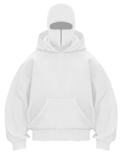 Unisex White Balaclava Hoodie | Premium Cotton Fleece by Streetwear