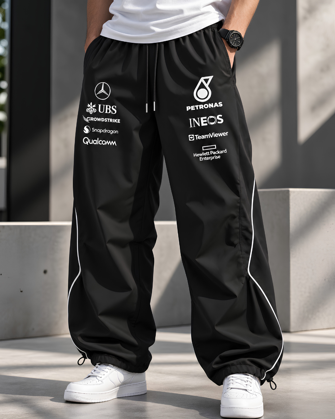 Black Baggy Track Pants