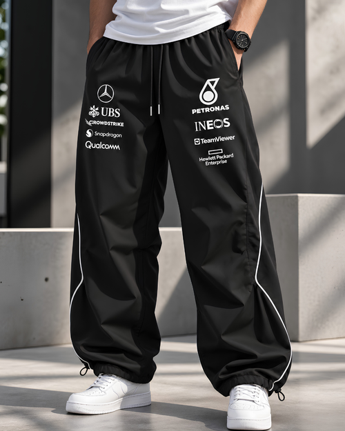 Black Baggy Track Pants