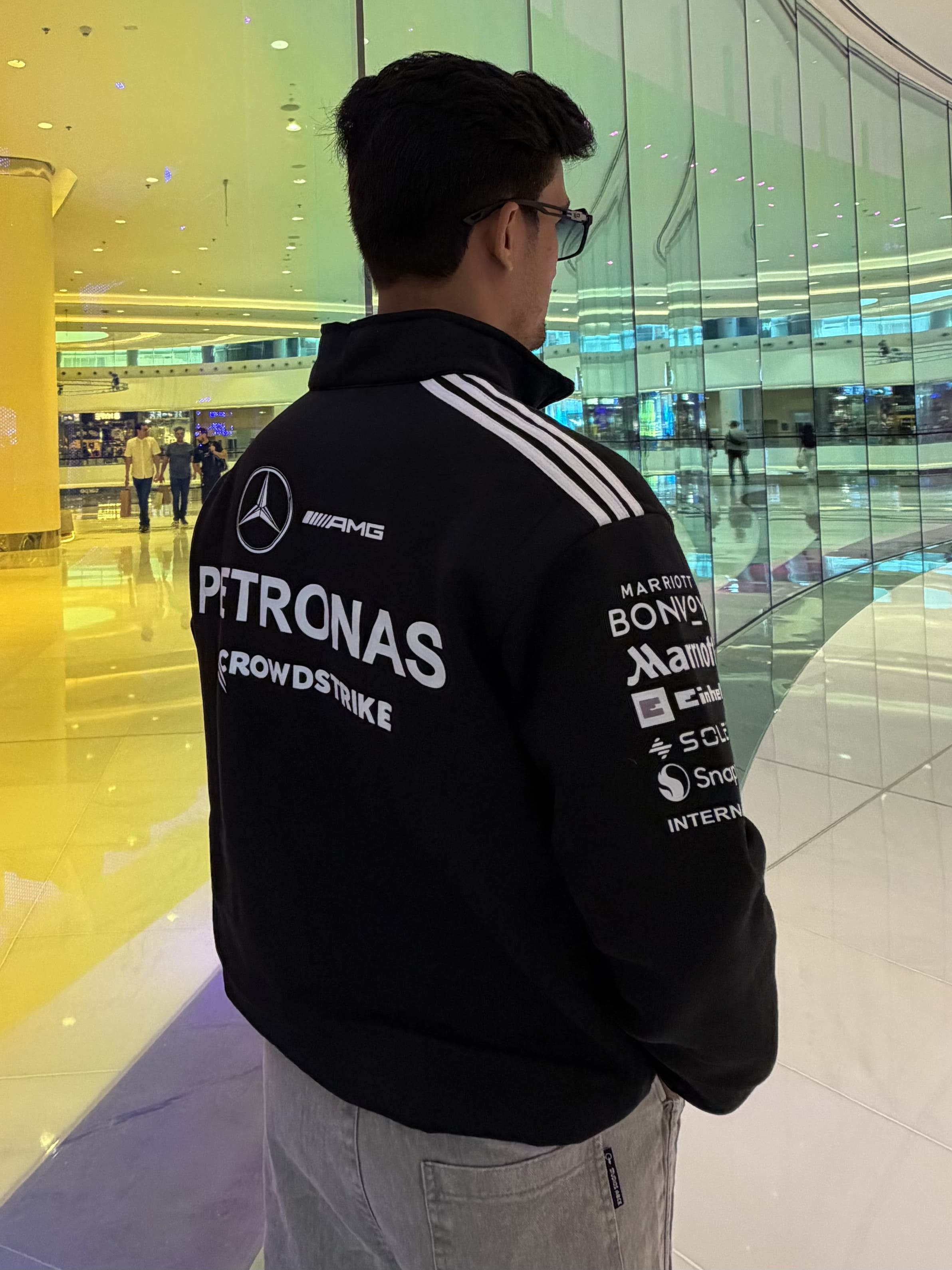 Petronas Formula 1 style black sweatshirt, comfortable pullover with sporty motorsport design
