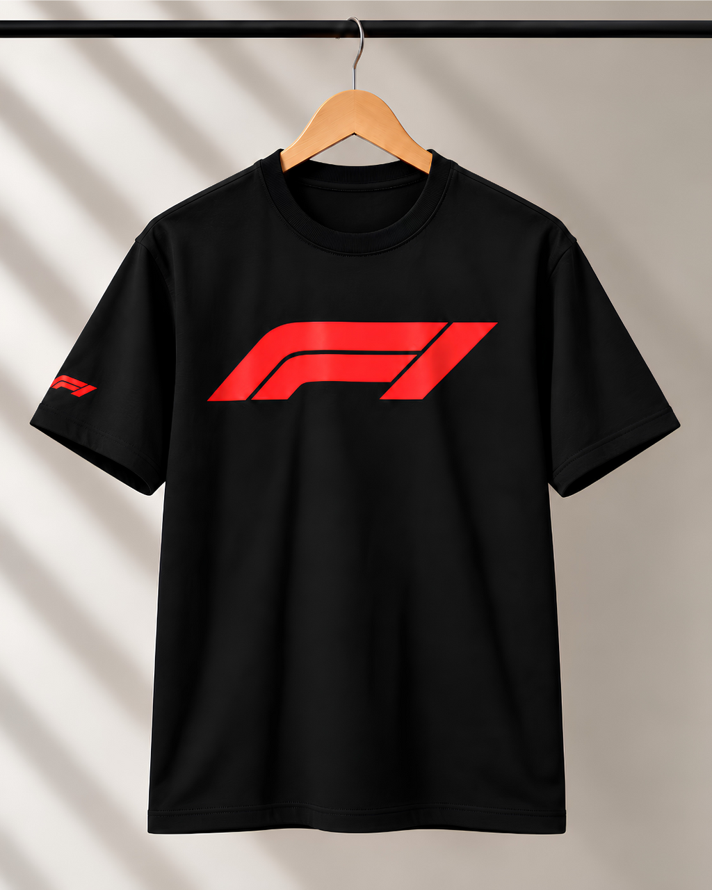 Black round neck racing t shirt