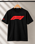 Black round neck racing t shirt