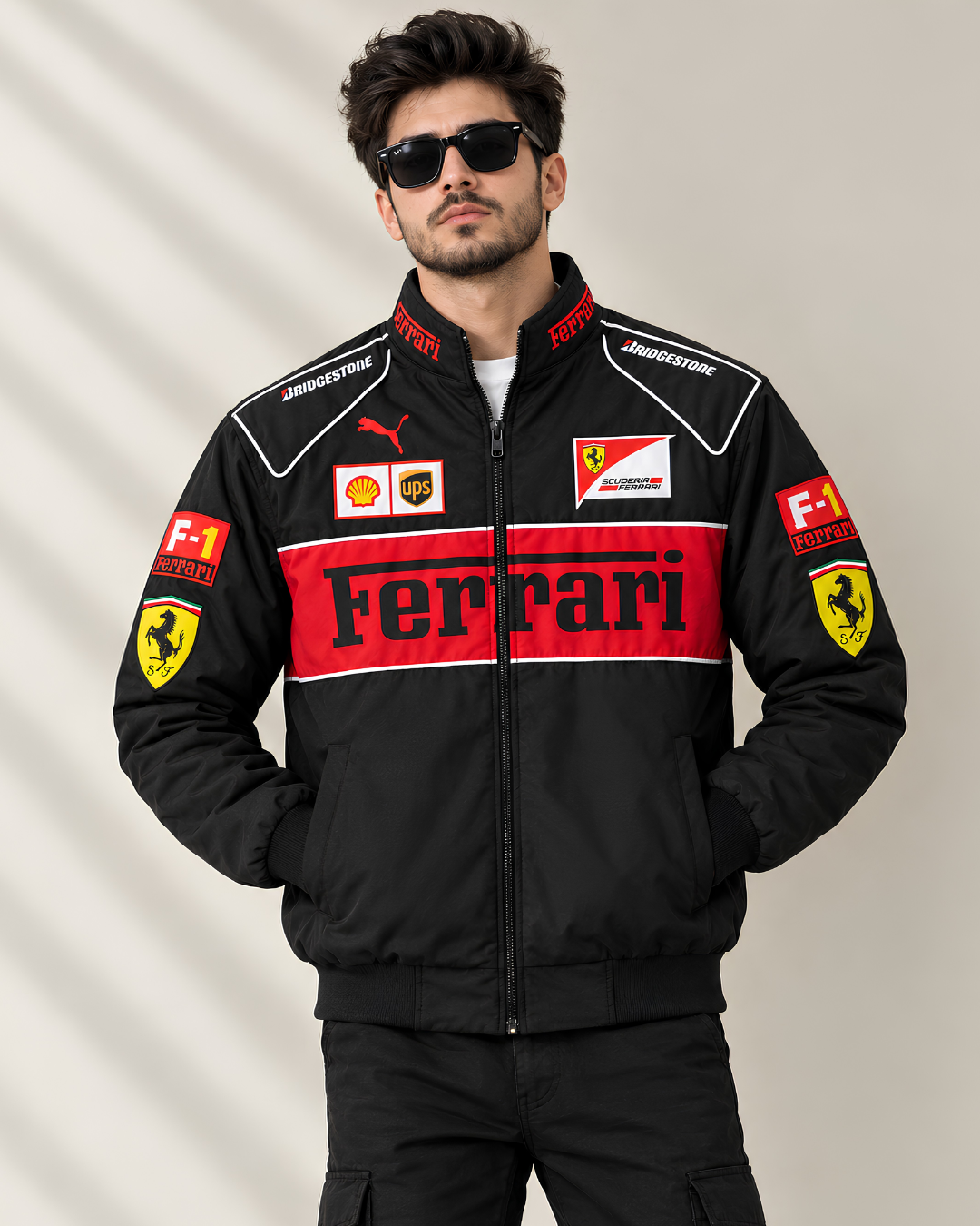 Black Ferrari Jacket Premium Turbo Racer Jacket - F1 Luxury Wear - Streetwear Clothings