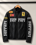 Black Ferrari inspired leather racing jacket
