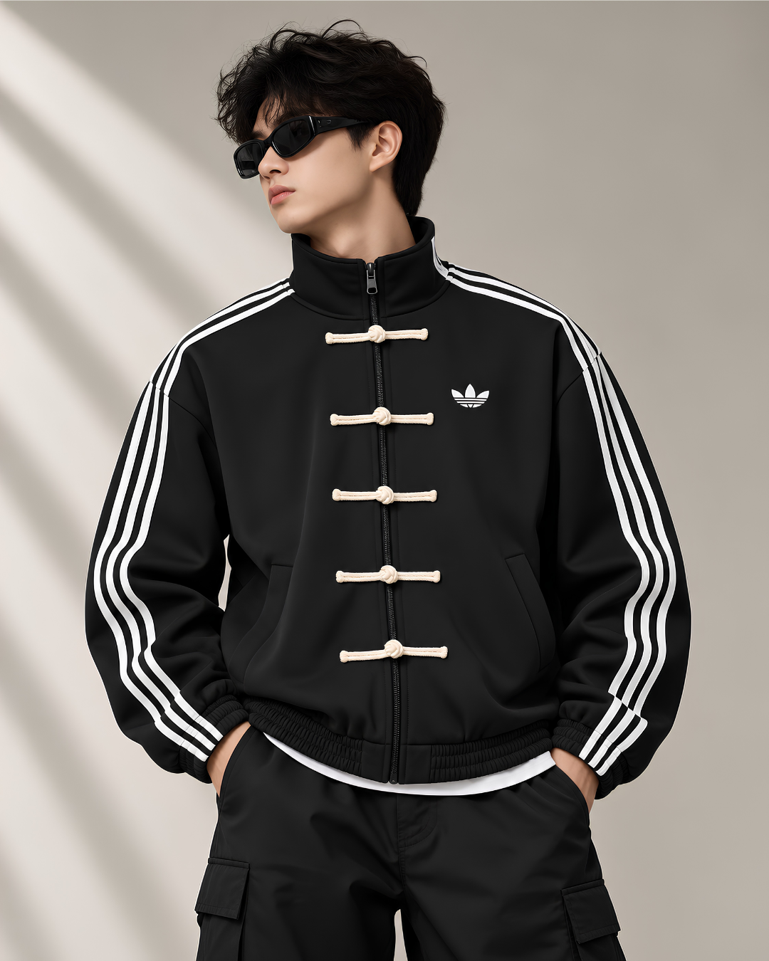 Men's Black Mandarin Collar Jacket