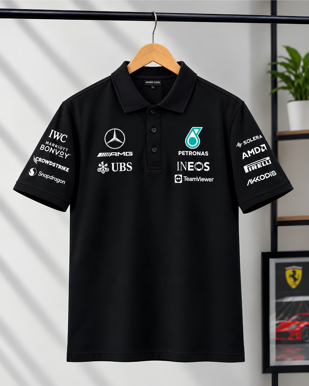 Petronas inspired black polo t-shirt front HD print