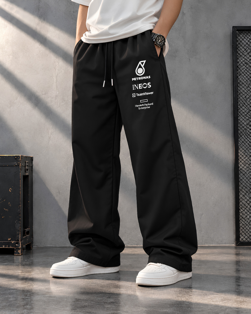 Black Streetwear Joggers, Racing Streetwear Pants