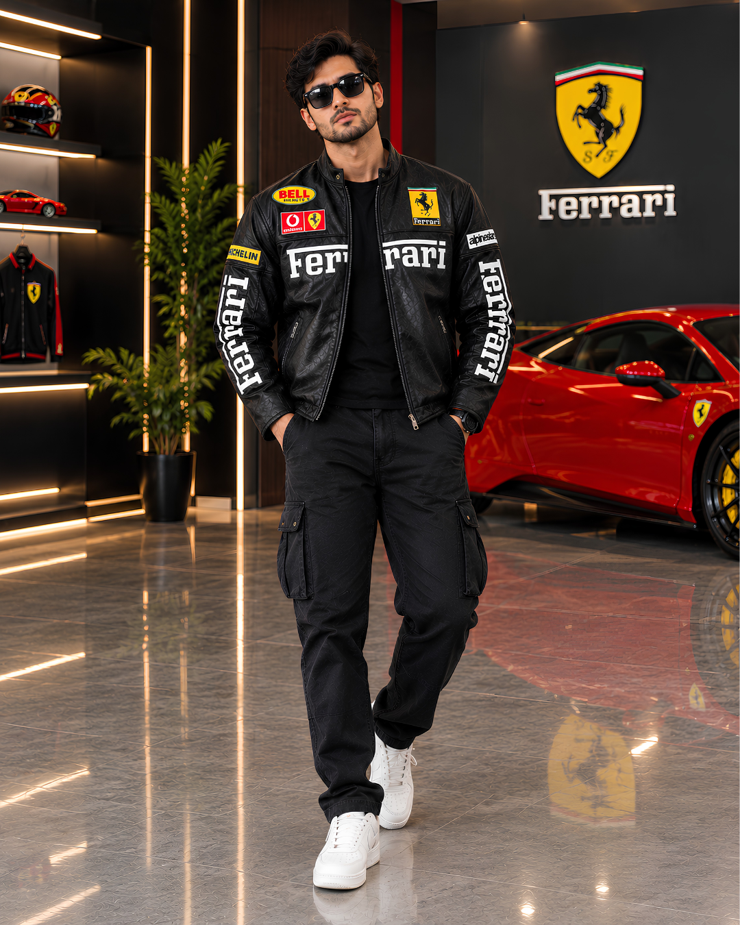 Black biker style racing jacket