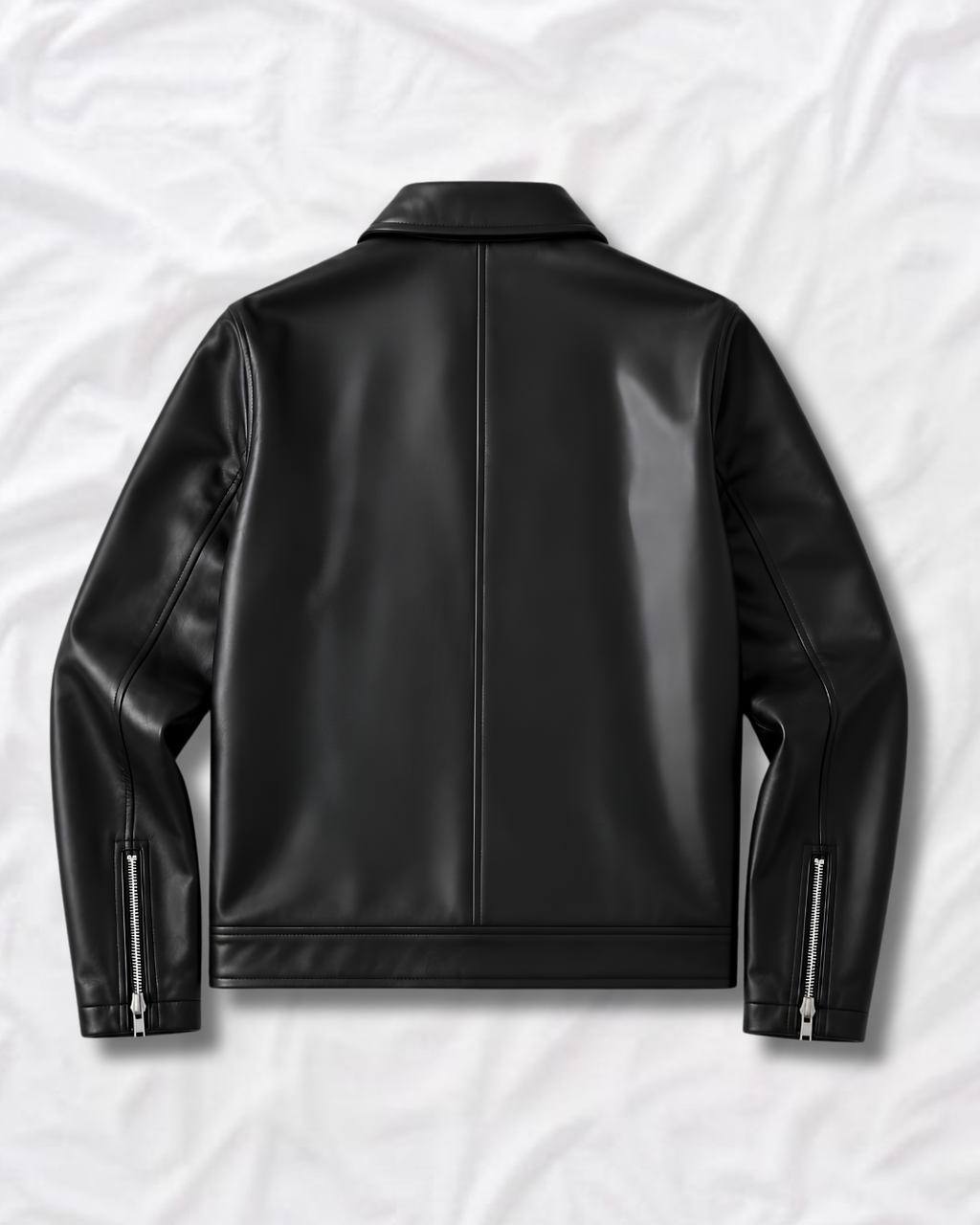 Black boxy fit faux leather fireman clasp jacket