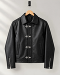 Black boxy streetwear jacket with metal clasp