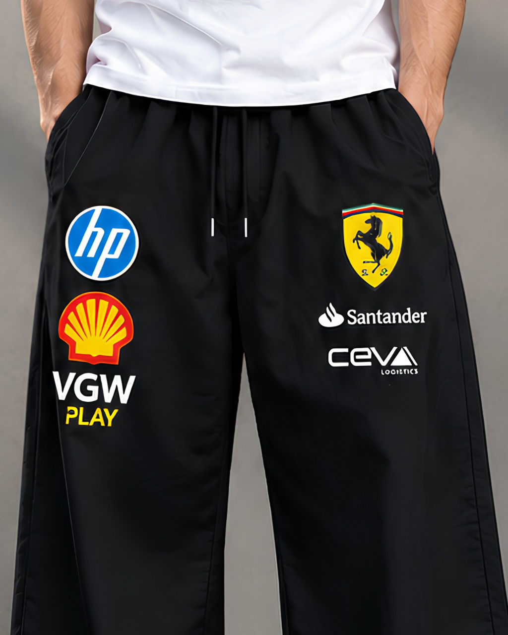 Black motorsport inspired joggers