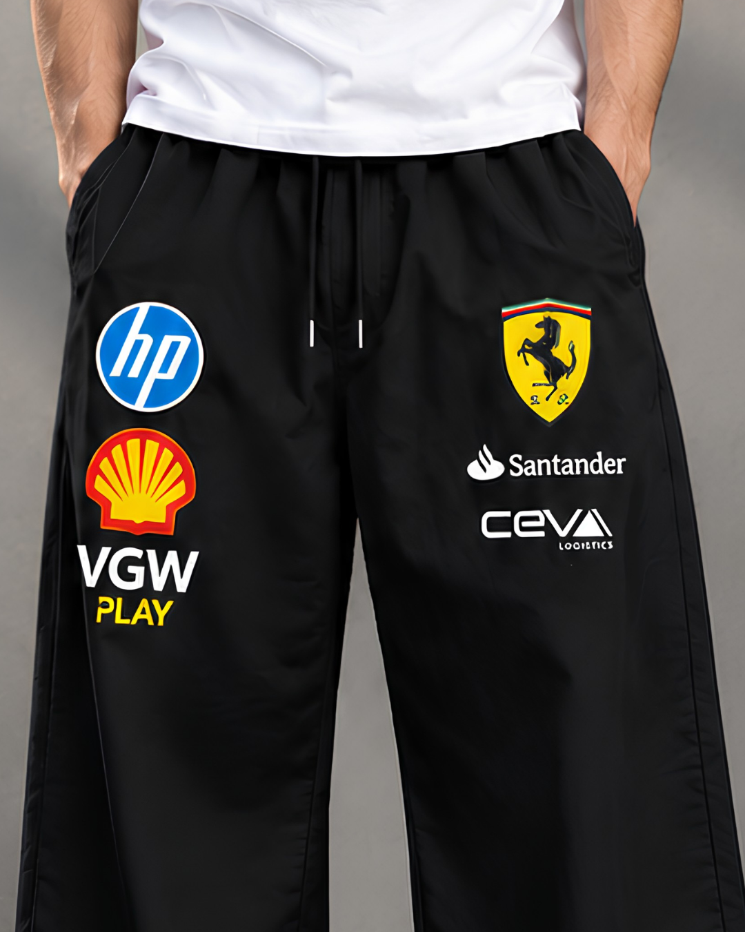 Black motorsport inspired joggers