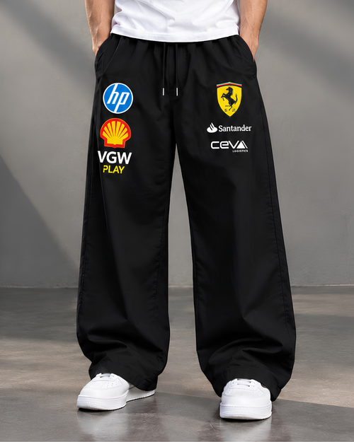 Black motorsport racing joggers baggy fit