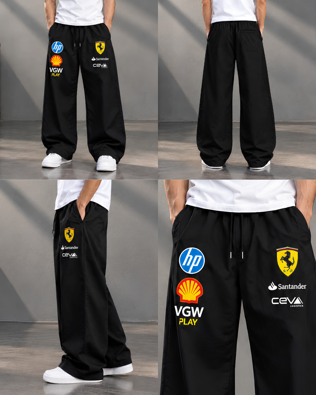 Black relaxed fit racing joggers