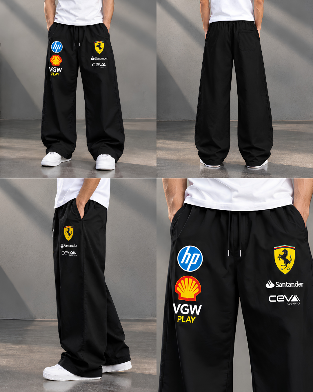 Black relaxed fit racing joggers