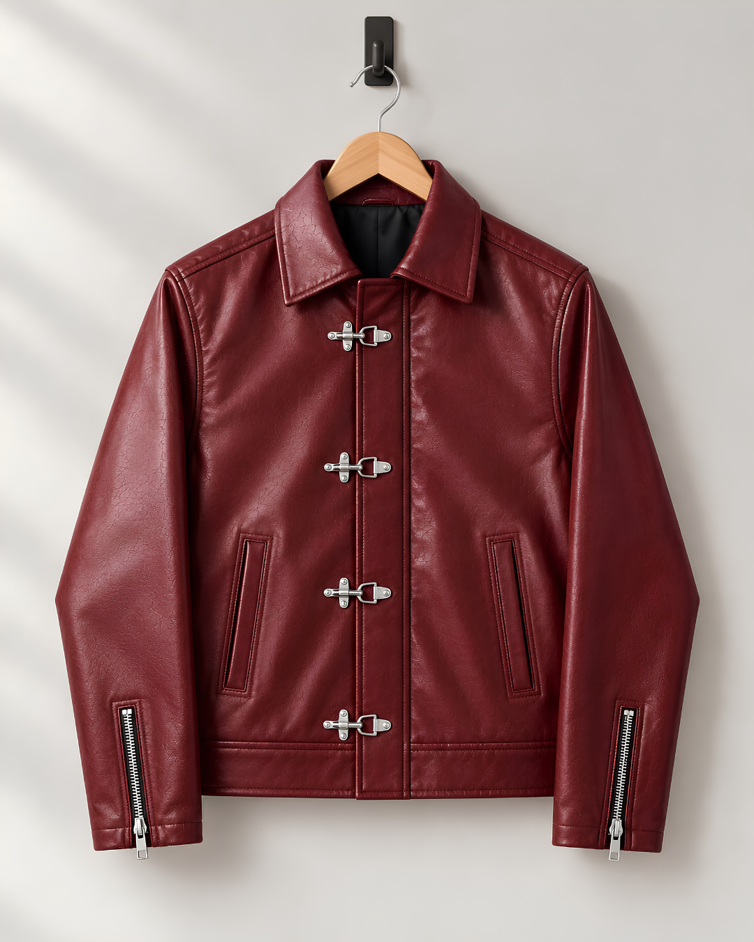 Burgundy unisex boxy fit streetwear jacket